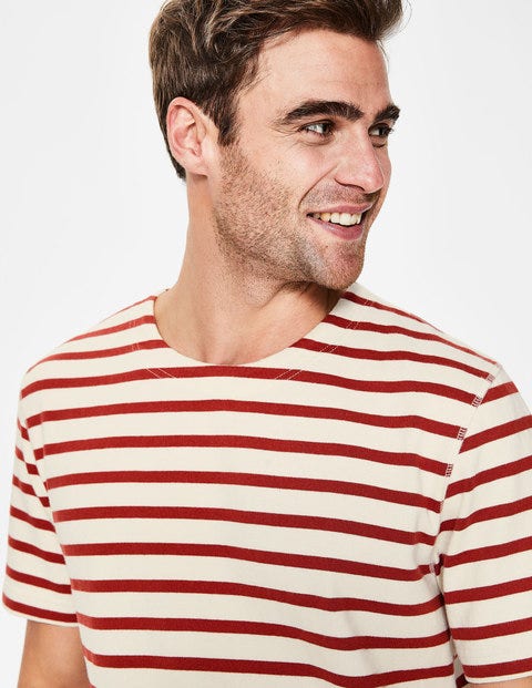 Short Sleeve Chichester - Ecru/Cayenne Pepper Stripe Short Sleeve Chichester - Ecru/Cayenne Pepper Stripe