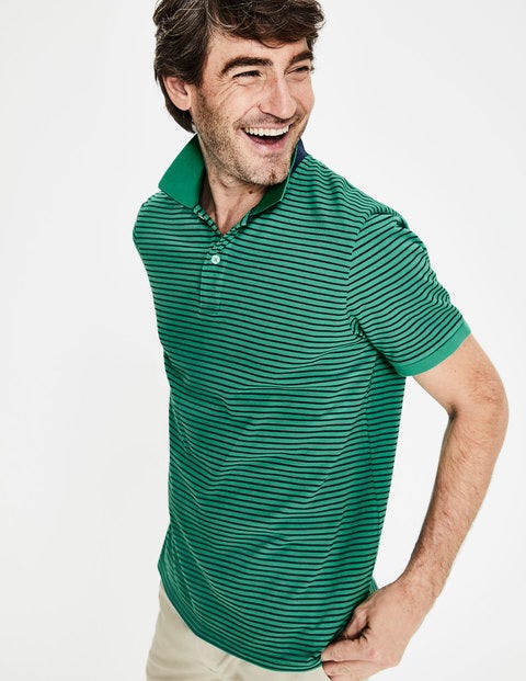 Pique Polo - Jungle Green/Navy Stripe Pique Polo - Jungle Green/Navy Stripe