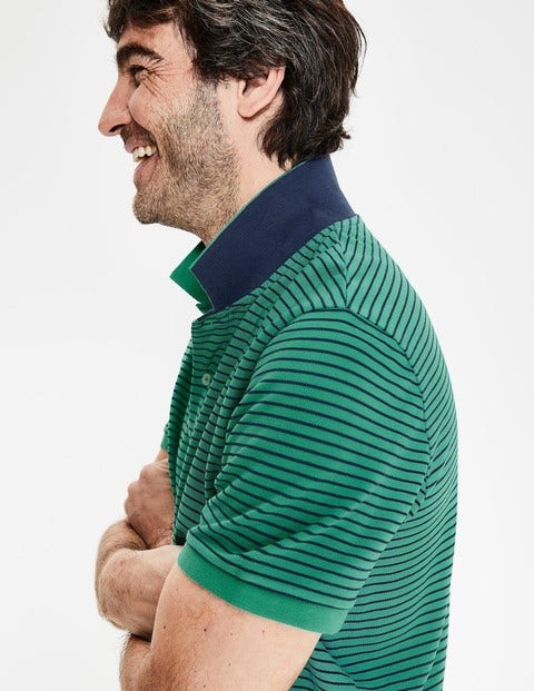 Pique Polo - Jungle Green/Navy Stripe Pique Polo - Jungle Green/Navy Stripe