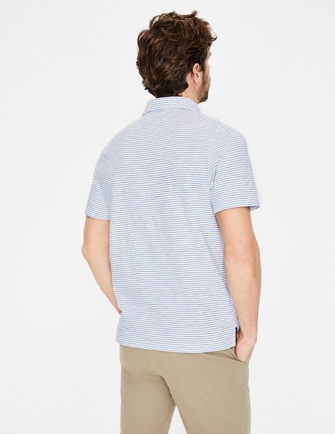 Slub Polo - Snowdrop/Surf Blue Stripe Slub Polo - Snowdrop/Surf Blue Stripe
