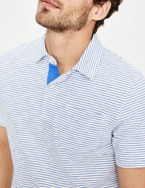Slub Polo - Snowdrop/Surf Blue Stripe Slub Polo - Snowdrop/Surf Blue Stripe