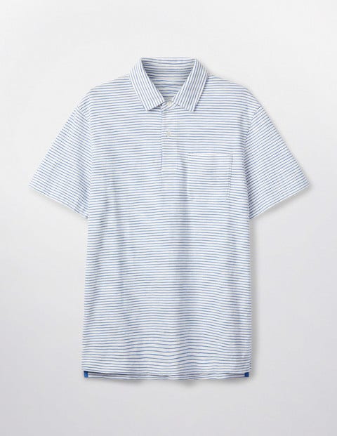 Slub Polo - Snowdrop/Surf Blue Stripe Slub Polo - Snowdrop/Surf Blue Stripe