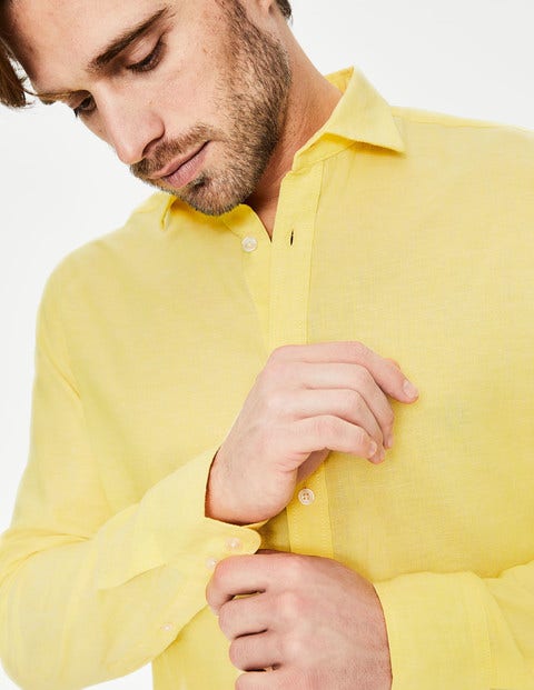 Linen Cotton Shirt - Washed Yellow Linen Cotton Shirt - Washed Yellow