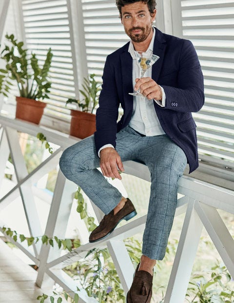 Clovelly Linen Pants - Blues Prince of Wales Clovelly Linen Pants - Blues Prince of Wales