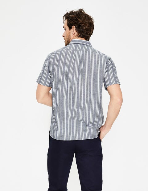 Ashburton Short Sleeved Shirt - Navy Blue Stripe Ashburton Short Sleeved Shirt - Navy Blue Stripe