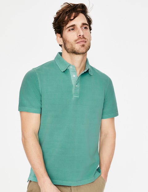 Stückgefärbtes Poloshirt - Dschungelgrün Stückgefärbtes Poloshirt - Dschungelgrün