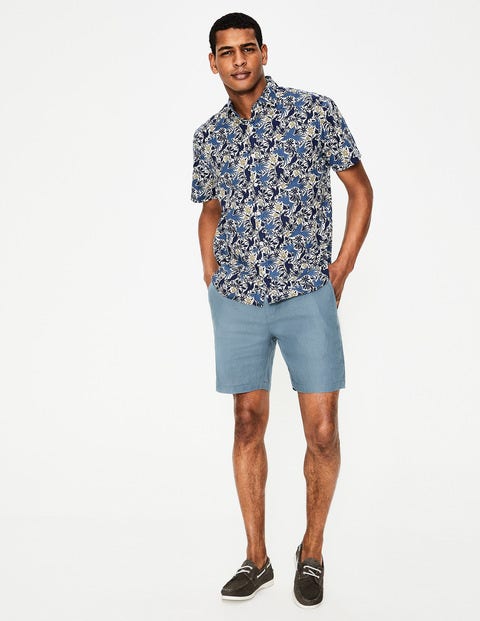 Linen Drawstring Shorts - Light Slate Linen Drawstring Shorts - Light Slate