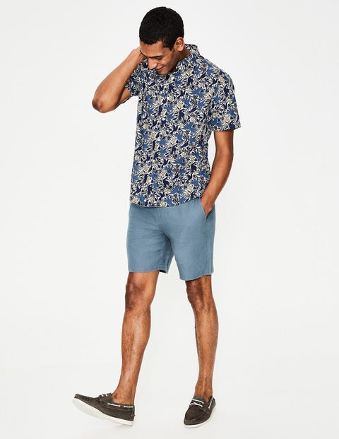 Linen Drawstring Shorts - Light Slate Linen Drawstring Shorts - Light Slate