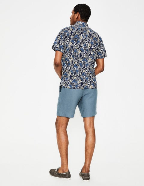 Linen Drawstring Shorts - Light Slate Linen Drawstring Shorts - Light Slate