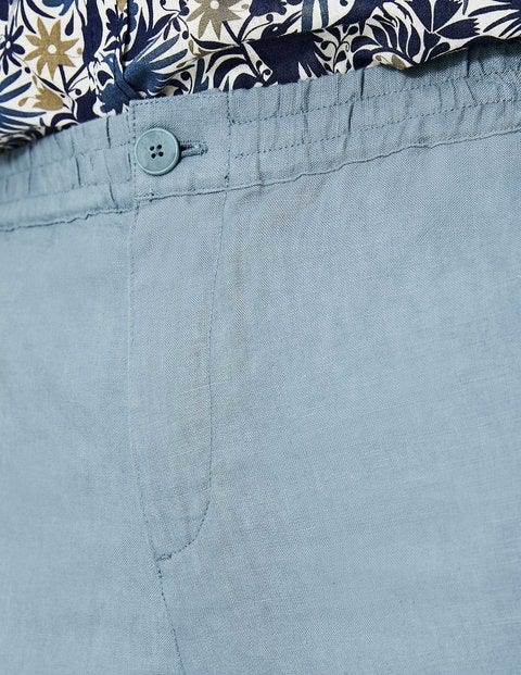 Linen Drawstring Shorts - Light Slate Linen Drawstring Shorts - Light Slate