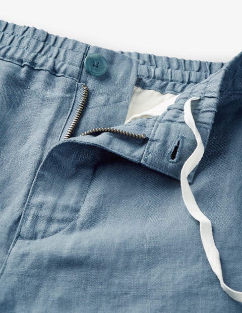 Linen Drawstring Shorts - Light Slate Linen Drawstring Shorts - Light Slate