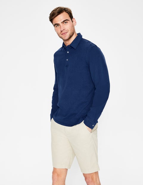 Long Sleeve Garment-Dyed Polo - College Blue Long Sleeve Garment-Dyed Polo - College Blue
