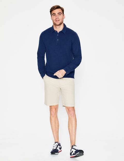 Long Sleeve Garment-Dyed Polo - College Blue Long Sleeve Garment-Dyed Polo - College Blue