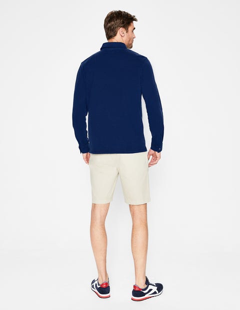 Long Sleeve Garment-Dyed Polo - College Blue Long Sleeve Garment-Dyed Polo - College Blue
