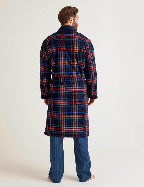 Brushed Cotton Dressing Gown - Navy Multi Check Brushed Cotton Dressing Gown - Navy Multi Check