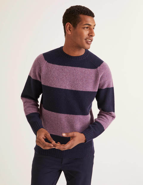 Aldgate Brushed Crew Neck - Purple Stripe Aldgate Brushed Crew Neck - Purple Stripe