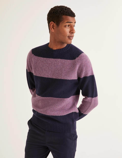 Aldgate Brushed Crew Neck - Purple Stripe Aldgate Brushed Crew Neck - Purple Stripe