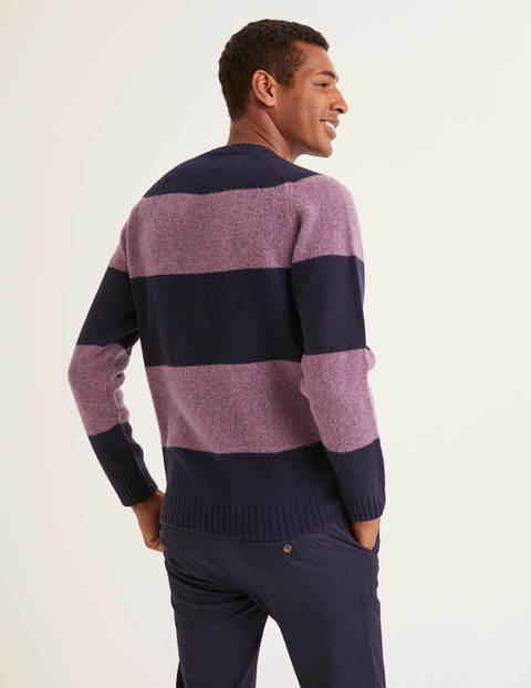 Aldgate Brushed Crew Neck - Purple Stripe Aldgate Brushed Crew Neck - Purple Stripe