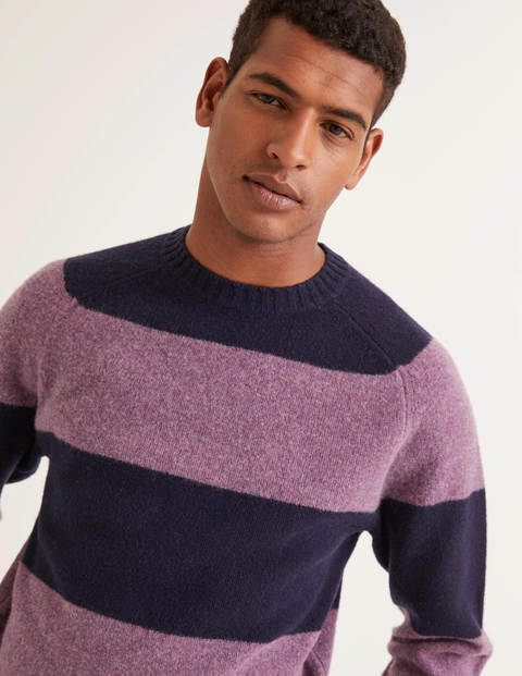 Aldgate Brushed Crew Neck - Purple Stripe Aldgate Brushed Crew Neck - Purple Stripe