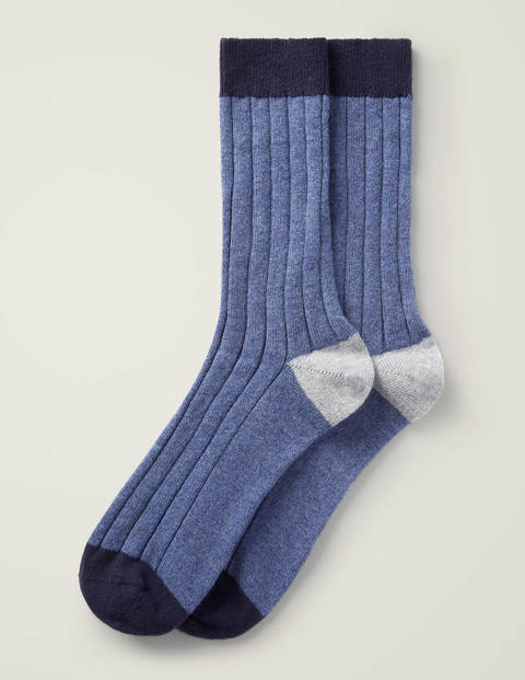 Cashmere Socks - Blues Colourblock Cashmere Socks - Blues Colourblock