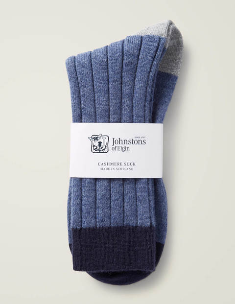Cashmere Socks - Blues Colourblock Cashmere Socks - Blues Colourblock
