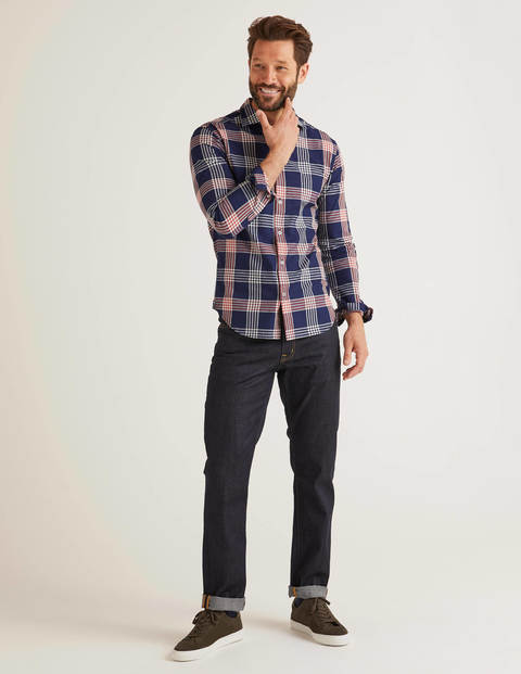 Slim Fit Indigo Check Shirt - Indigo Rouge Check Slim Fit Indigo Check Shirt - Indigo Rouge Check