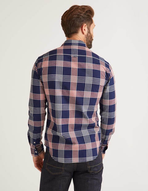 Slim Fit Indigo Check Shirt - Indigo Rouge Check Slim Fit Indigo Check Shirt - Indigo Rouge Check
