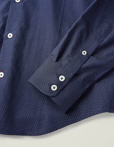 Slim Fit Grandad Dobby Shirt - Navy Slim Fit Grandad Dobby Shirt - Navy