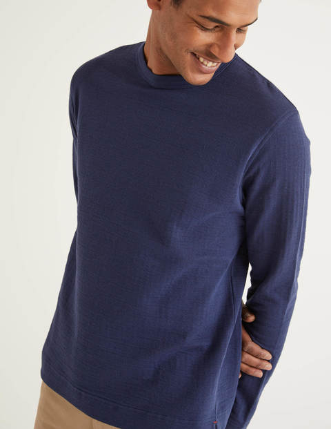 Long Sleeve Double Face Crew - Light Navy Long Sleeve Double Face Crew - Light Navy