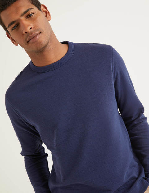 Long Sleeve Double Face Crew - Light Navy Long Sleeve Double Face Crew - Light Navy