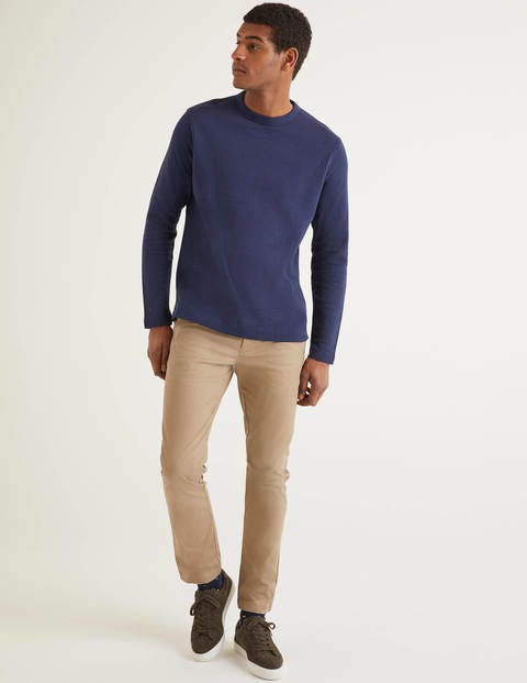 Long Sleeve Double Face Crew - Light Navy Long Sleeve Double Face Crew - Light Navy