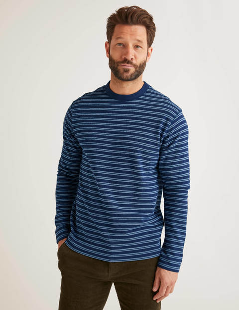 Long Sleeve Textured Crew - Dusk Blue/Navy Stripe Long Sleeve Textured Crew - Dusk Blue/Navy Stripe