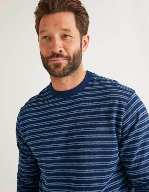 Long Sleeve Textured Crew - Dusk Blue/Navy Stripe Long Sleeve Textured Crew - Dusk Blue/Navy Stripe