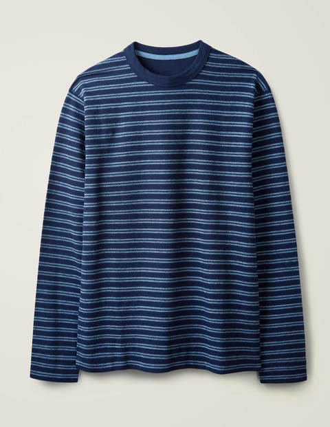 Long Sleeve Textured Crew - Dusk Blue/Navy Stripe Long Sleeve Textured Crew - Dusk Blue/Navy Stripe