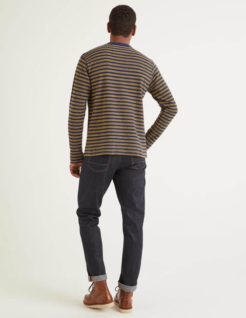 Long Sleeve Textured Crew - Saffron/Navy Stripe Long Sleeve Textured Crew - Saffron/Navy Stripe