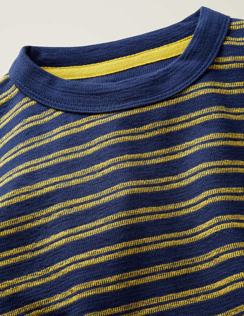 Long Sleeve Textured Crew - Saffron/Navy Stripe Long Sleeve Textured Crew - Saffron/Navy Stripe