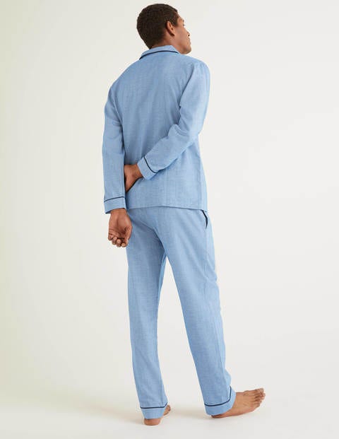 Brushed Cotton Pyjama Set - Sapphire Herringbone Brushed Cotton Pyjama Set - Sapphire Herringbone