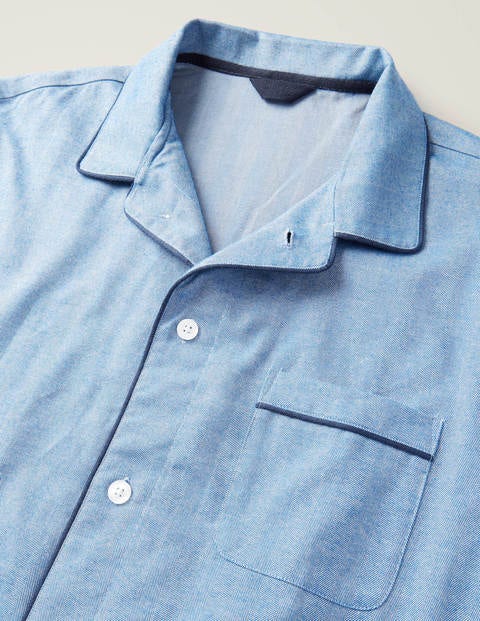 Brushed Cotton Pyjama Set - Sapphire Herringbone Brushed Cotton Pyjama Set - Sapphire Herringbone