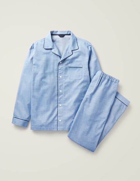 Brushed Cotton Pyjama Set - Sapphire Herringbone Brushed Cotton Pyjama Set - Sapphire Herringbone