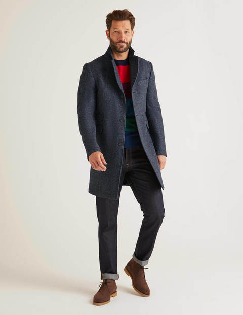 Coleshill Tweed Overcoat - Blue Herringbone Coleshill Tweed Overcoat - Blue Herringbone