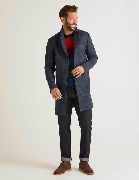 Coleshill Tweed Overcoat - Blue Herringbone Coleshill Tweed Overcoat - Blue Herringbone