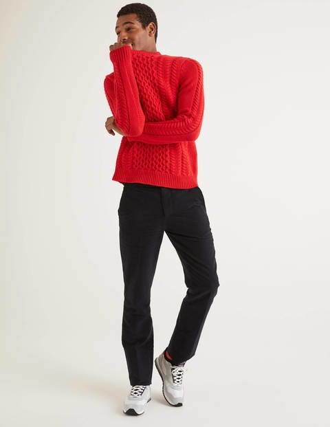 Torridon Cable Crew Neck - Red Torridon Cable Crew Neck - Red