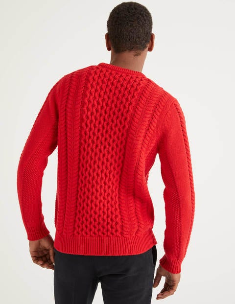 Torridon Cable Crew Neck - Red Torridon Cable Crew Neck - Red