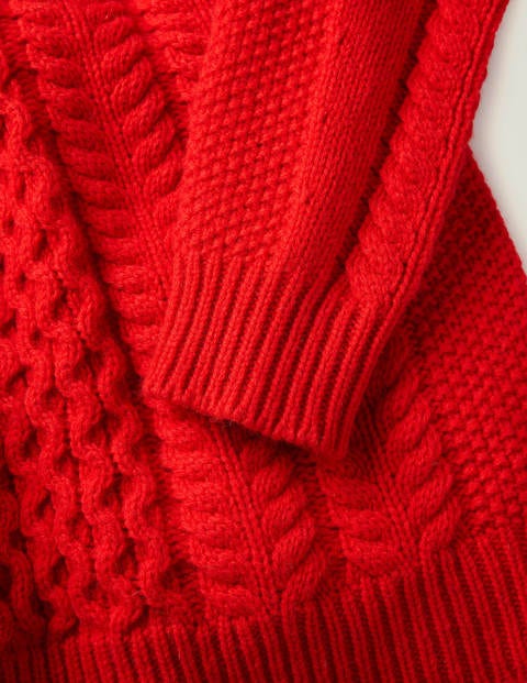 Torridon Cable Crew Neck - Red Torridon Cable Crew Neck - Red