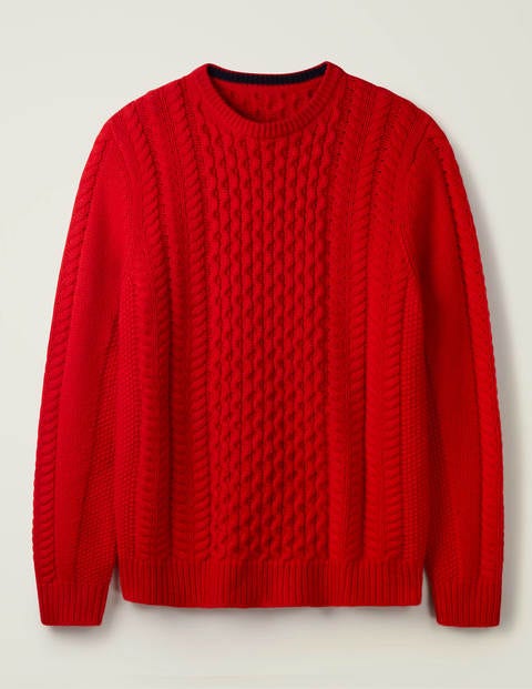 Torridon Cable Crew Neck - Red Torridon Cable Crew Neck - Red