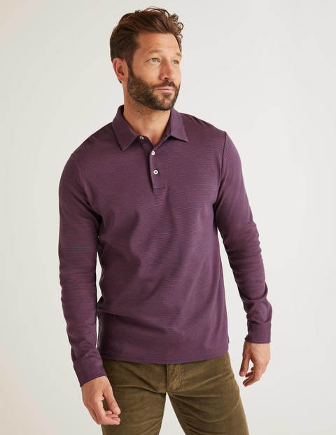 Long Sleeve Polo - Autumn Red/Navy Stripe Long Sleeve Polo - Autumn Red/Navy Stripe