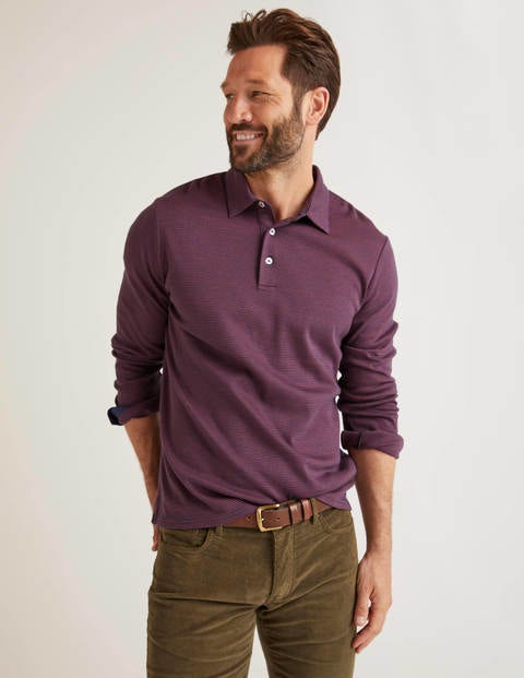 Long Sleeve Polo - Autumn Red/Navy Stripe Long Sleeve Polo - Autumn Red/Navy Stripe