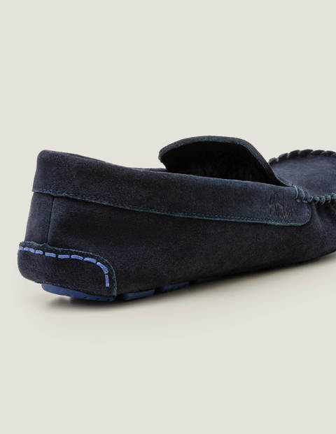 Mokassin-Hausschuhe - Navy, Veloursleder Mokassin-Hausschuhe - Navy, Veloursleder