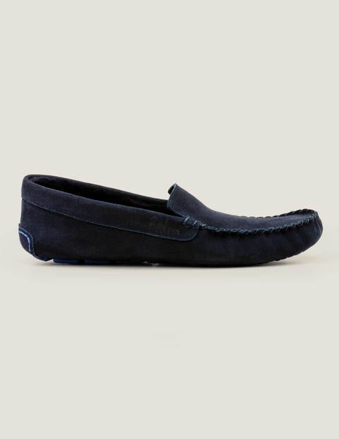 Mokassin-Hausschuhe - Navy, Veloursleder Mokassin-Hausschuhe - Navy, Veloursleder