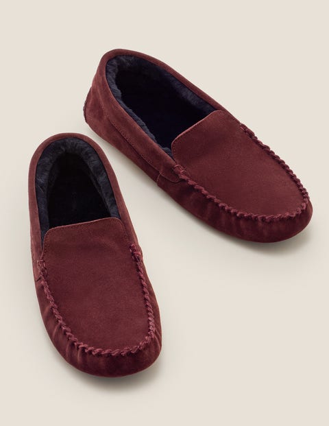 Moccasin Slippers - Oxblood Suede Moccasin Slippers - Oxblood Suede